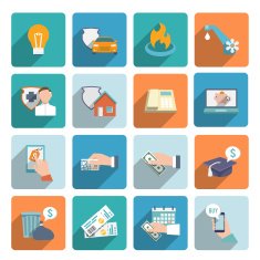 Pay Bill Icons Flat Set N3