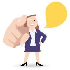 Fat Businesswoman smiling and pointing at you