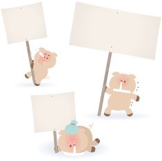 Sick pigs holding a blank sign for your message N2