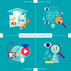 flat design icons for education concepts