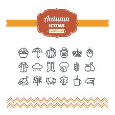 Set of hand-drawn autumn icons