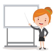 Business woman Pointing at Presentation Board
