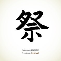 Word Festival luck created by Japanese calligraphy