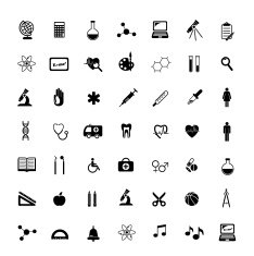 Black vector science medical and education icons