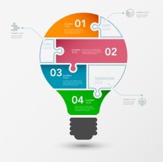 infographic Template with Light bulbs jigsaw banner N2