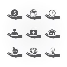 hand icons saving concept design vector