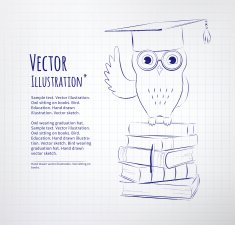 Owl sitting on books N7