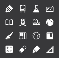 School Icons Set 2 - White Series