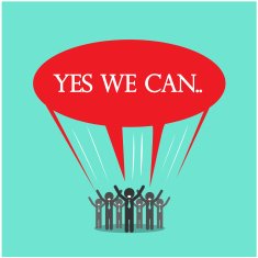 Businessman cartoons with speech bubble Yes we can concept