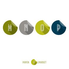 M N O P - Flat Design Paper Button Alphabet N2