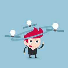 businessman and satellite bulbs idea
