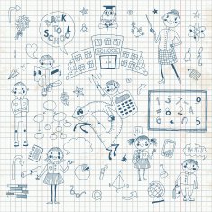 Hand drawn set for school design N2