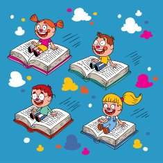 kids flying on books N2