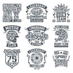 Sport emblem set graphic design for t-shirt
