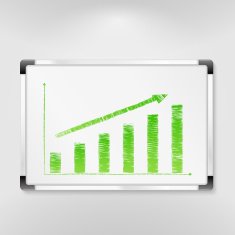 Whiteboard with bar graph