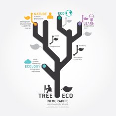infographics vector tree design diagram line style template