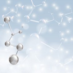 Molecule illustration blue background N16