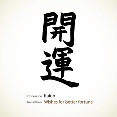 Word Wishes for better fortune created by Japanese calligraphy