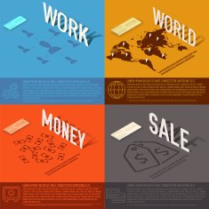 set of perspective world idea sale success business card background N3