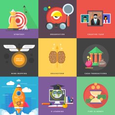 Icons for cash transactions headwork strategy start up