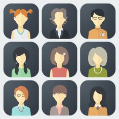 Female Faces Icons Set N5