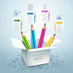 business education pencil Infographics N8