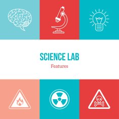 Flat line icons set of chemistry symbols and objects N6