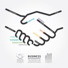 business handshake diagram line style template N2