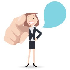 Businesswoman smiling and pointing at you N2