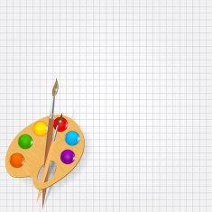 Wooden art palette with paints and brushe N2