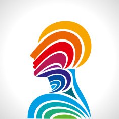 human head thinking making from multicolor