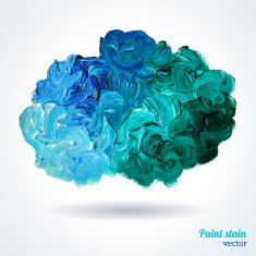 Cloud of blue and green oil paints isolated on white N2