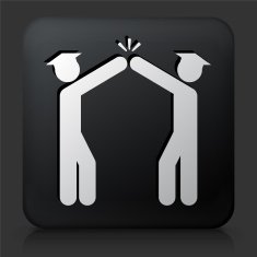 Black Square Button with Graduation Icon N11