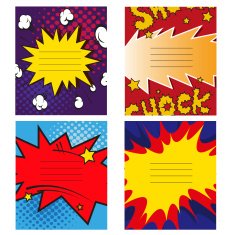 Set of 4 comics book design element Vector illustration N3