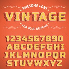 Vector Vintage 3D Font with shadow
