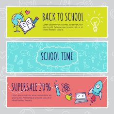 Vector education concept with hand drawn elements Cute back to N2
