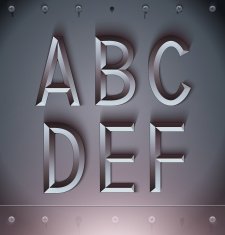 Vector Metal Embossed Font from A to F