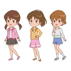 Manga Styled Girl with Multiple Poses N2