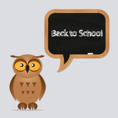 funny owl with school board N5