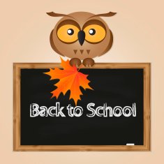 funny owl with school board N12