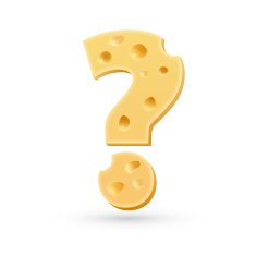 Cheese question mark Symbol isolated on white