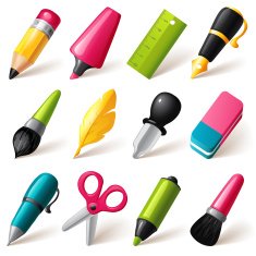 Drawing and Writing tools icon set N2