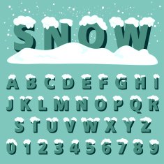 Retro type font with snow