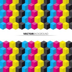 Cubes background - vector illustration Cyan magenta yellow