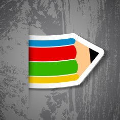 Creative pencil sticker on grey background N2