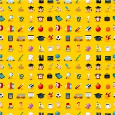 Cartoon school icons seamless pattern