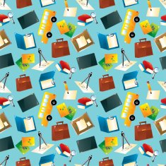 Cartoon school icons seamless pattern N3