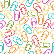 Seamless pattern of multicolored paper clips
