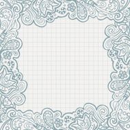 Ball pen floral frame on checked paper