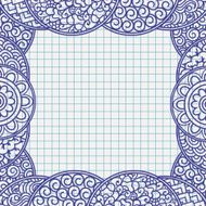 Ball pen drawn frame in japanese ornament style N2